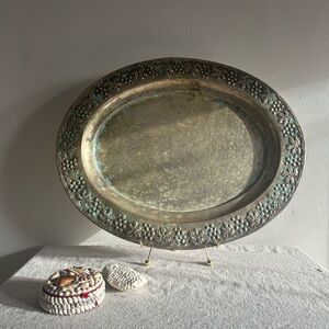 Vintage Silver plated Oval Platter with Intricate Design